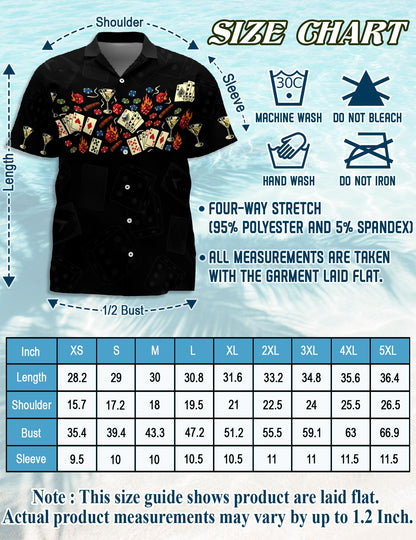 Poker Hawaiian Shirt for Men, Button Down Aloha Shirt - Azhawaiian