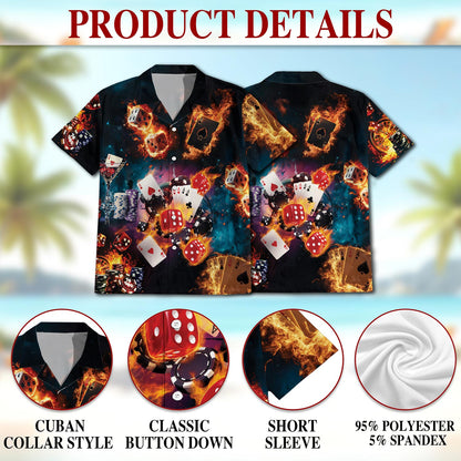 Poker Fire Hawaiian Shirt for Men, Button Down Aloha Shirt - Azhawaiian