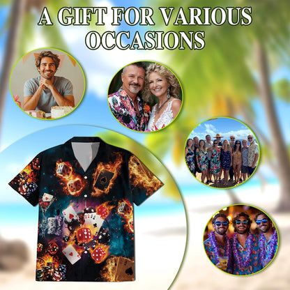 Poker Fire Hawaiian Shirt for Men, Button Down Aloha Shirt - Azhawaiian
