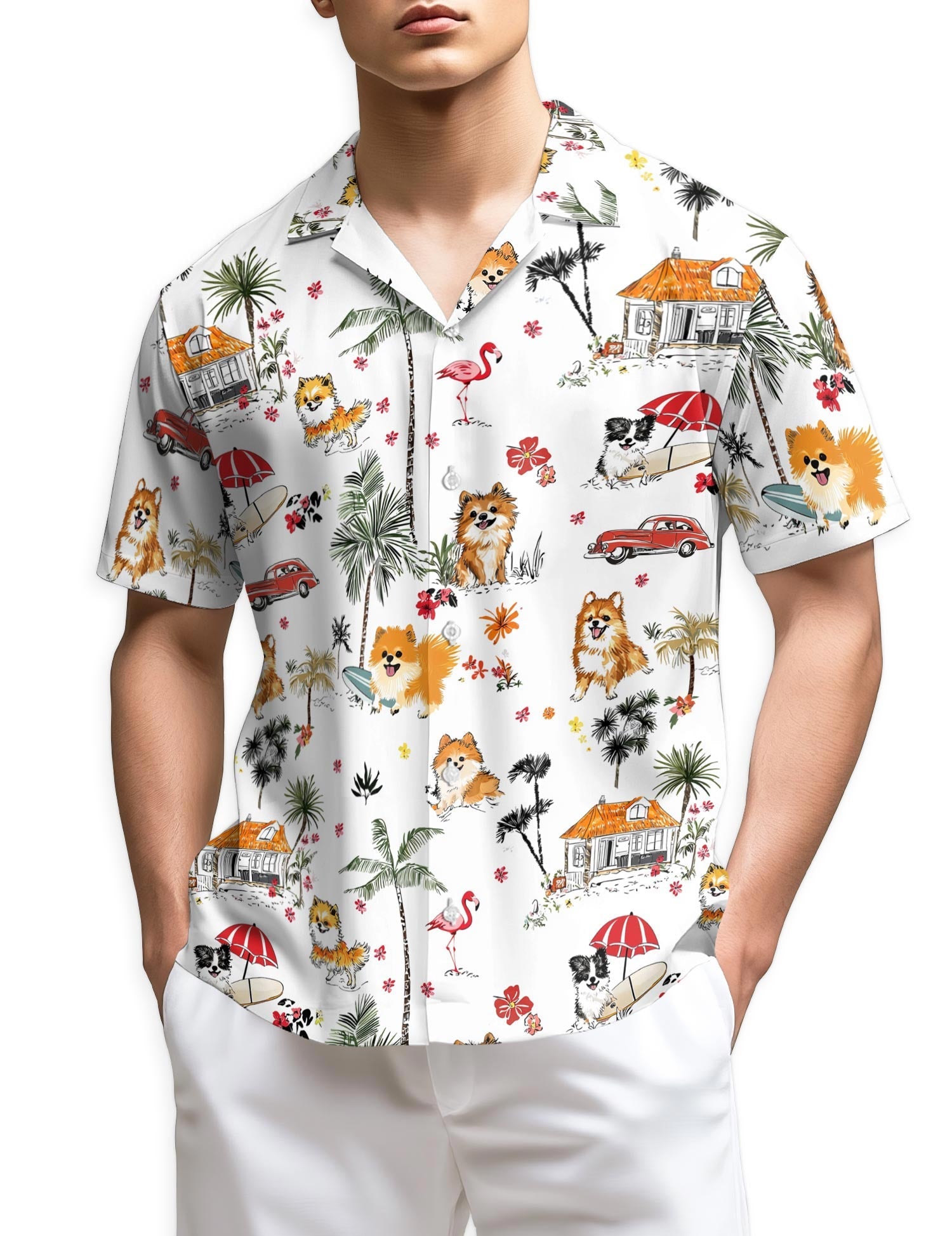 Azhawaiian Pomeranian Hawaiian Shirt for Men