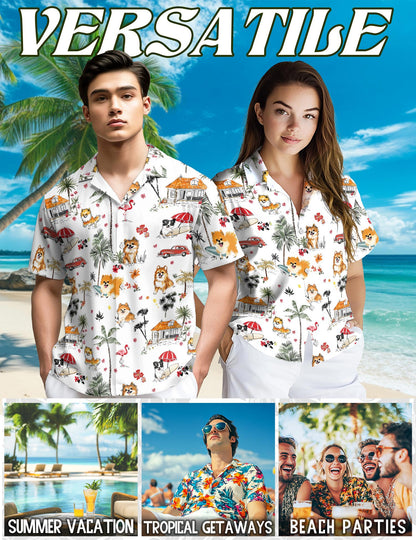 Pomeranian Hawaiian Shirt for Men, Button Down Aloha Shirt - Azhawaiian