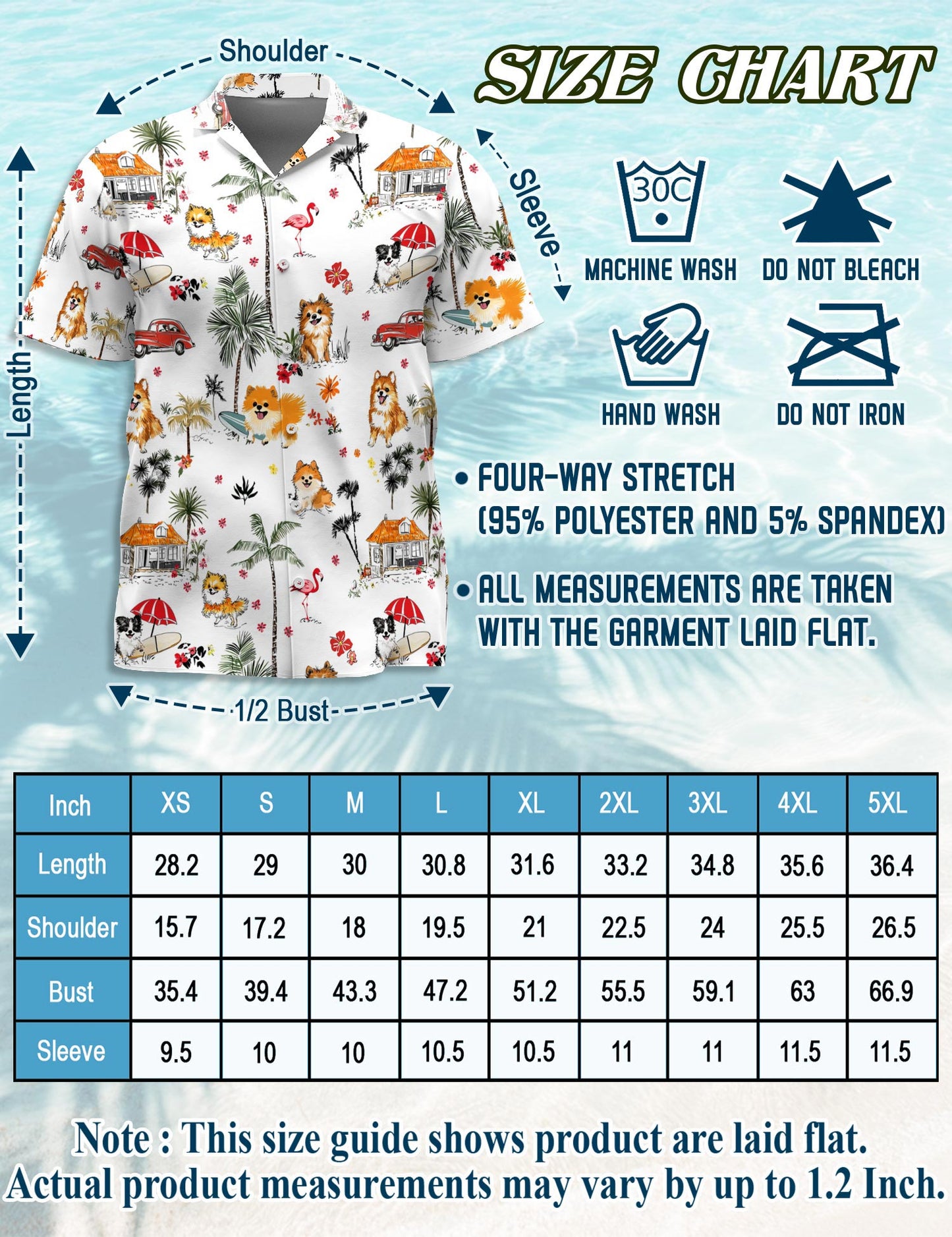 Pomeranian Hawaiian Shirt for Men, Button Down Aloha Shirt - Azhawaiian