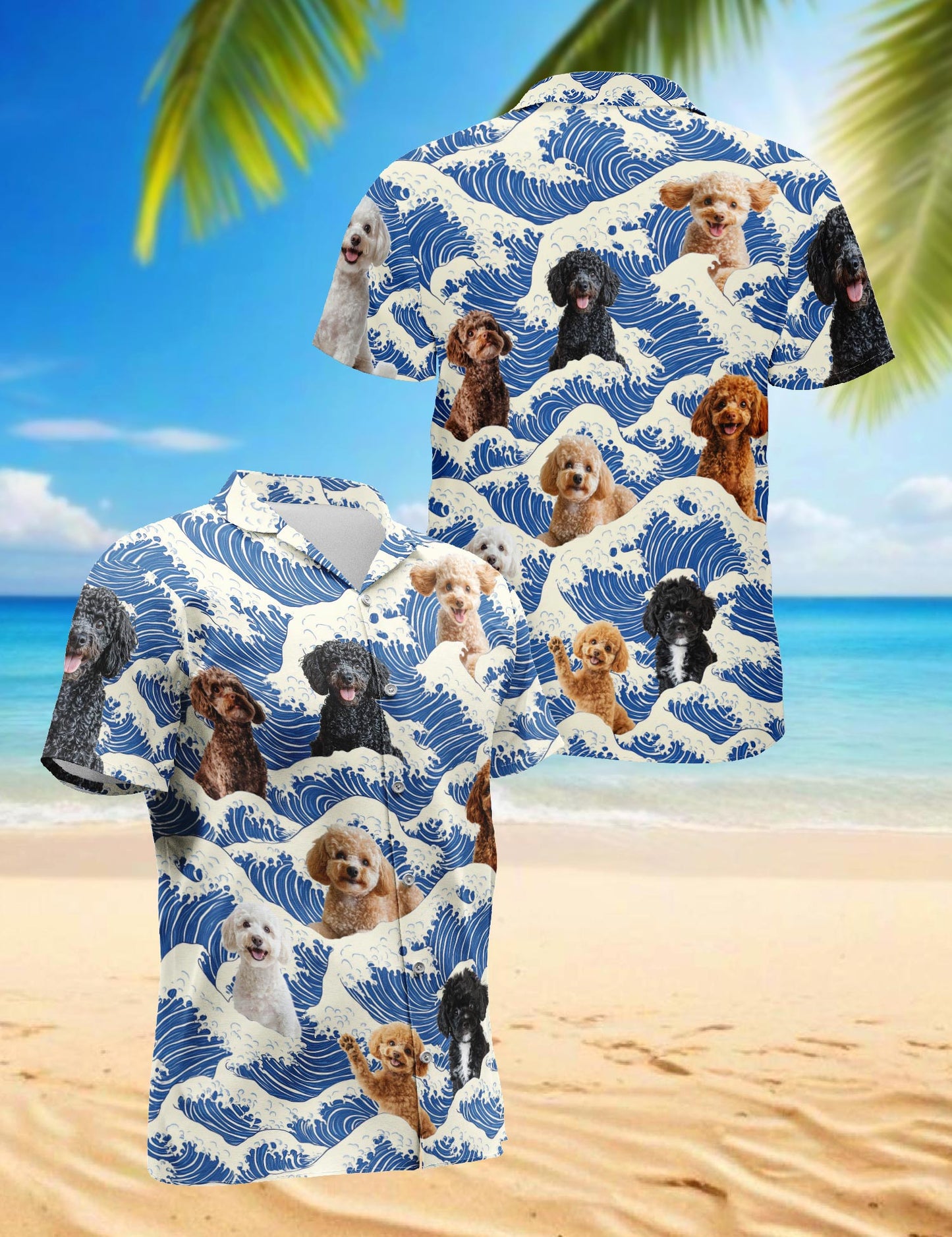 Poodle Hawaiian Shirt for Men, Button Down Aloha Shirt - Azhawaiian