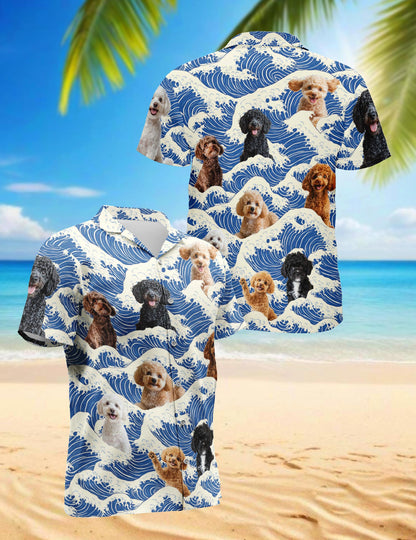 Poodle Hawaiian Shirt for Men, Button Down Aloha Shirt - Azhawaiian