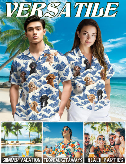 Poodle Hawaiian Shirt for Men, Button Down Aloha Shirt - Azhawaiian