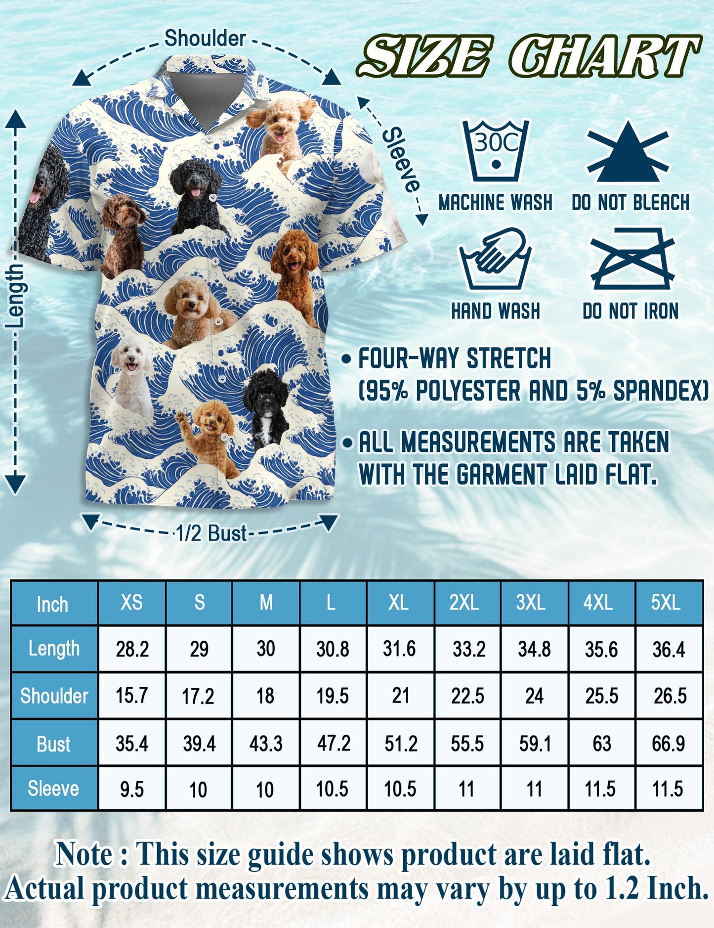Poodle Hawaiian Shirt for Men, Button Down Aloha Shirt - Azhawaiian