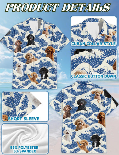 Poodle Hawaiian Shirt for Men, Button Down Aloha Shirt - Azhawaiian