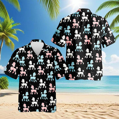 Poodle Pattern Hawaiian Shirt for Men, Button Down Aloha Shirt - Azhawaiian