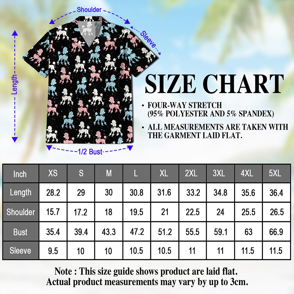 Poodle Pattern Hawaiian Shirt for Men, Button Down Aloha Shirt - Azhawaiian