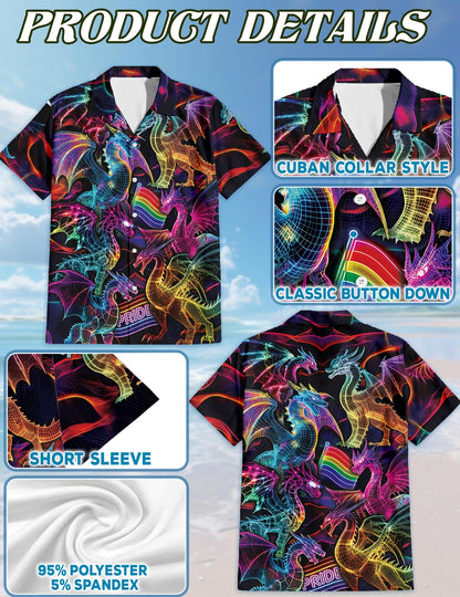 Pride Dragon Hawaiian Shirt for Men, Button Down Aloha Shirt - Azhawaiian