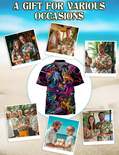 Pride Dragon Hawaiian Shirt for Men, Button Down Aloha Shirt - Azhawaiian