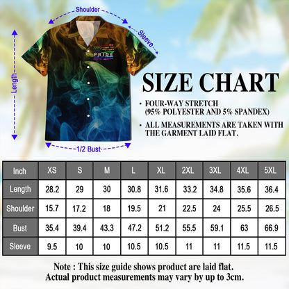 Pride Smoke Rainbow USA Flag Hawaiian Shirt for Men, Button Down Aloha Shirt - Azhawaiian
