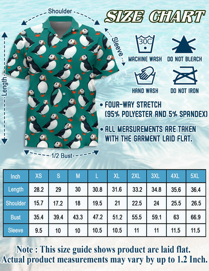 Puffin Birds Pattern Hawaiian Shirt for Men, Button Down Aloha Shirt - Azhawaiian