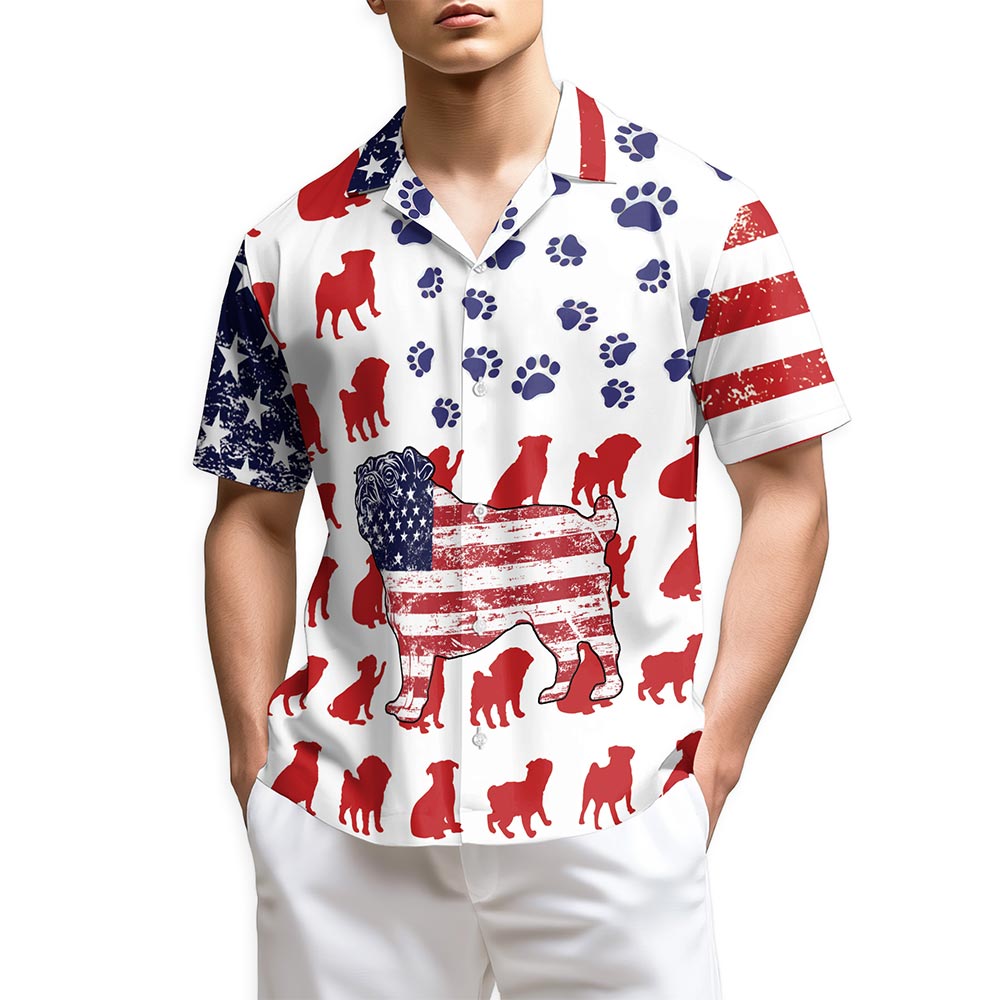 Azhawaiian Pug Flag Hawaiian Shirt for Men