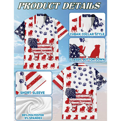 Pug Flag Hawaiian Shirt for Men, Button Down Aloha Shirt - Azhawaiian