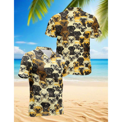 Pug Hawaiian Shirt for Men, Button Down Aloha Shirt - Azhawaiian