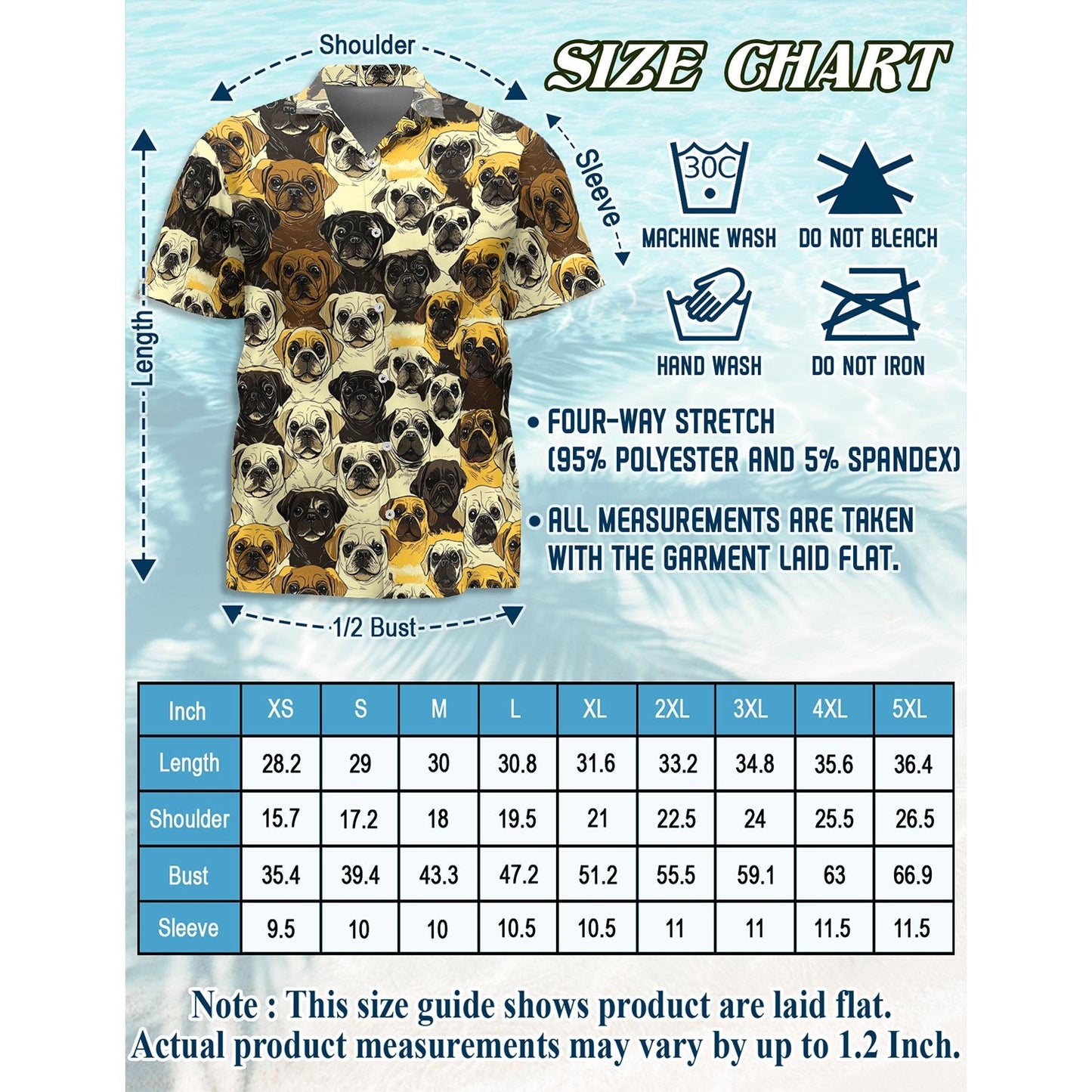 Pug Hawaiian Shirt for Men, Button Down Aloha Shirt - Azhawaiian