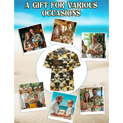 Pug Hawaiian Shirt for Men, Button Down Aloha Shirt - Azhawaiian