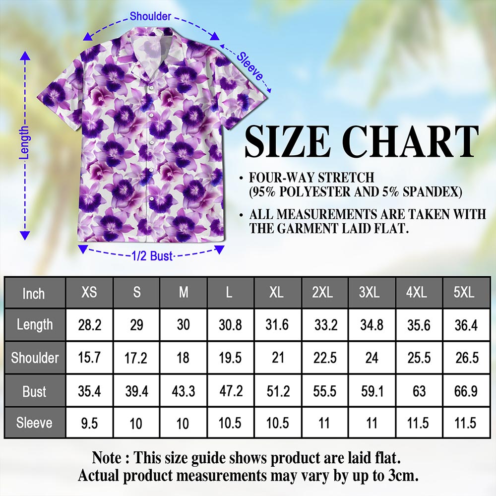 Purple Orchid Flower Hawaiian Shirt for Men, Button Down Aloha Shirt - Azhawaiian