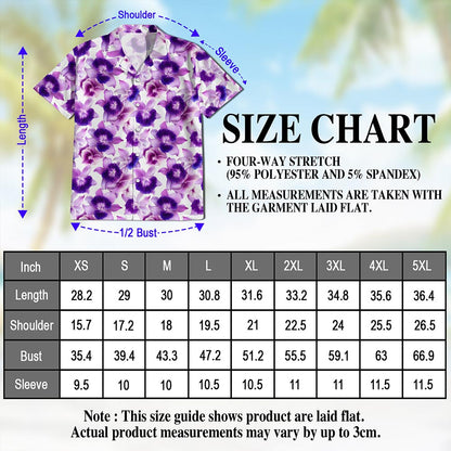 Purple Orchid Flower Hawaiian Shirt for Men, Button Down Aloha Shirt - Azhawaiian