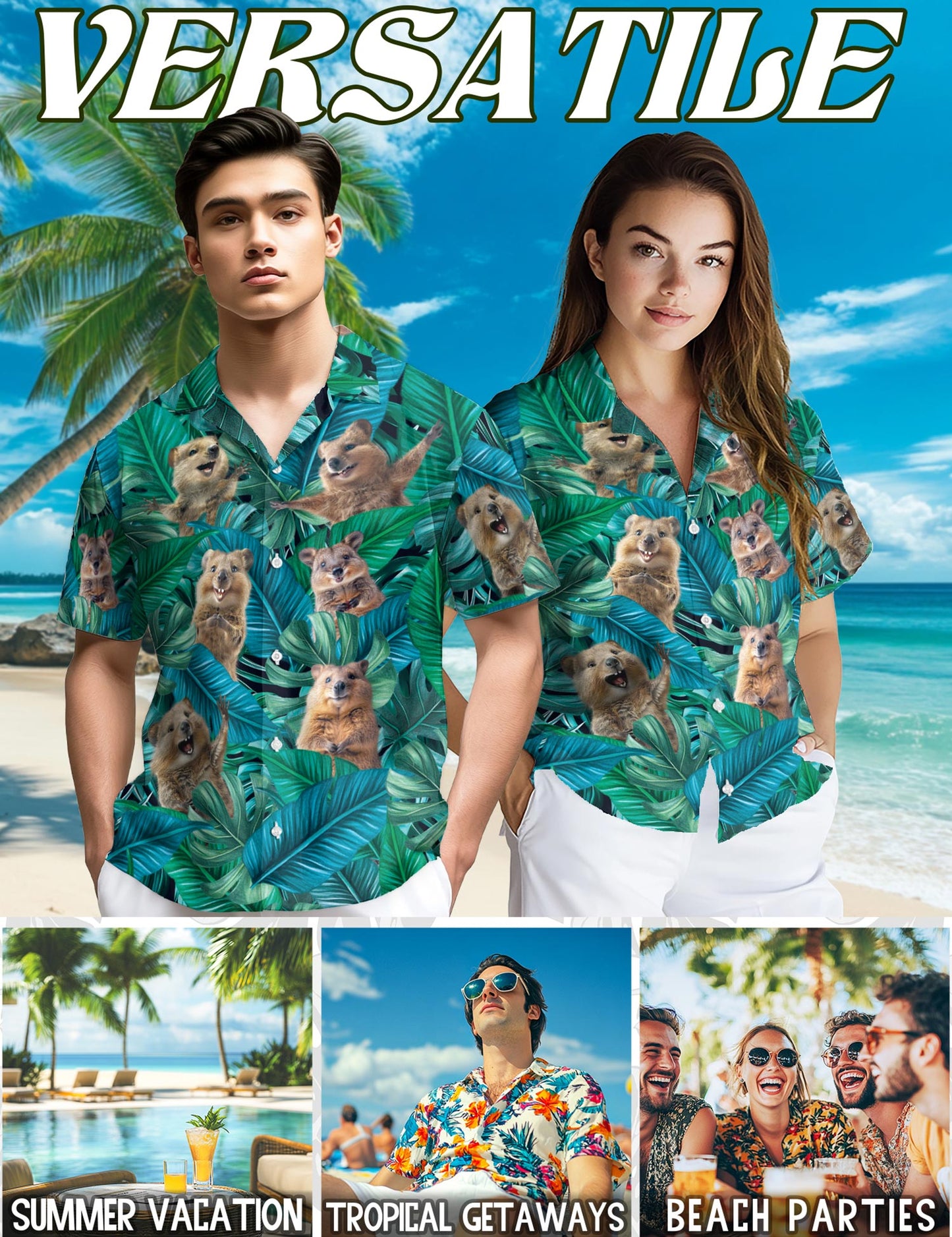 Quokka Hawaiian Shirt for Men, Button Down Aloha Shirt - Azhawaiian