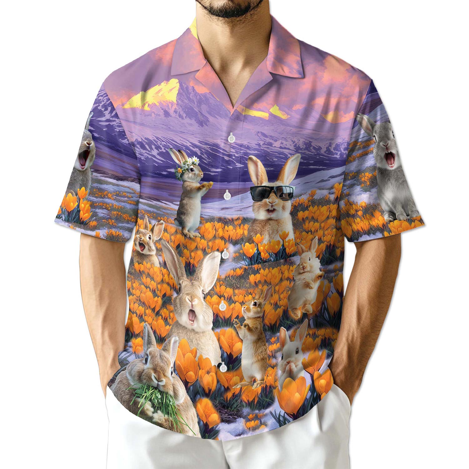 Azhawaiian Rabbits In The Snow Hawaiian Shirt for Men