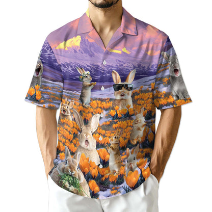 Azhawaiian Rabbits In The Snow Hawaiian Shirt for Men
