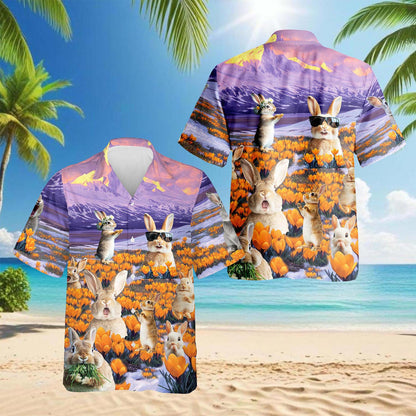 Rabbits In The Snow Hawaiian Shirt for Men, Button Down Aloha Shirt - Azhawaiian