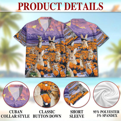 Rabbits In The Snow Hawaiian Shirt for Men, Button Down Aloha Shirt - Azhawaiian