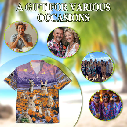 Rabbits In The Snow Hawaiian Shirt for Men, Button Down Aloha Shirt - Azhawaiian