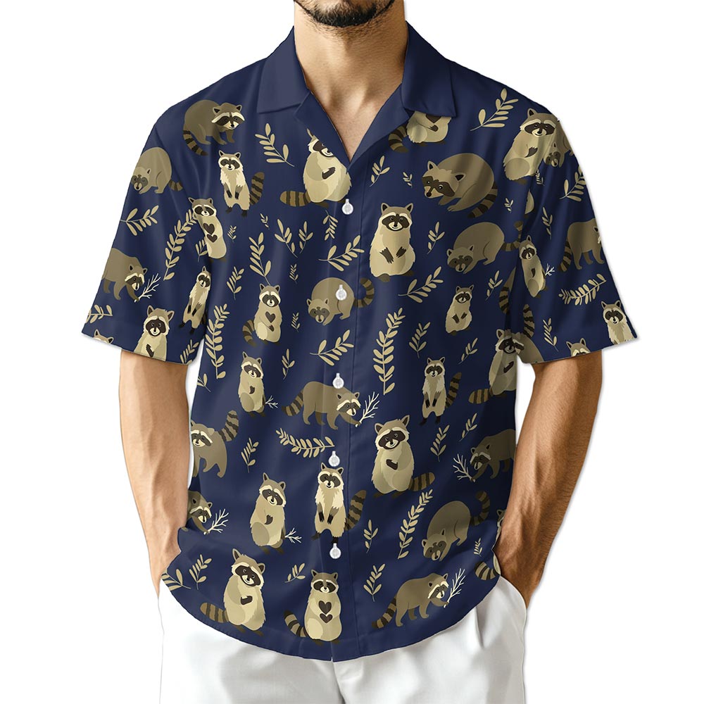 Azhawaiian Raccoon Pattern Hawaiian Shirt for Men