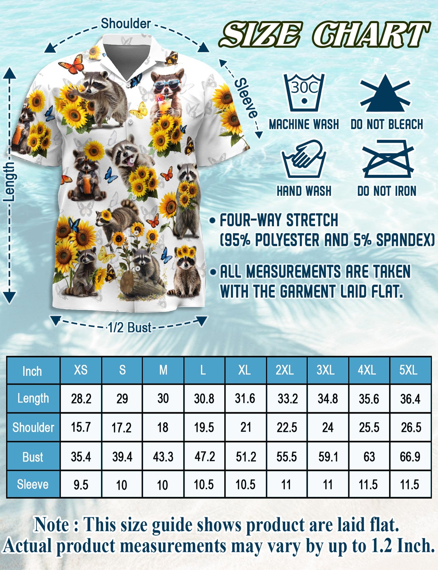 Raccoon Sunflower Hawaiian Shirt for Men, Button Down Aloha Shirt - Azhawaiian