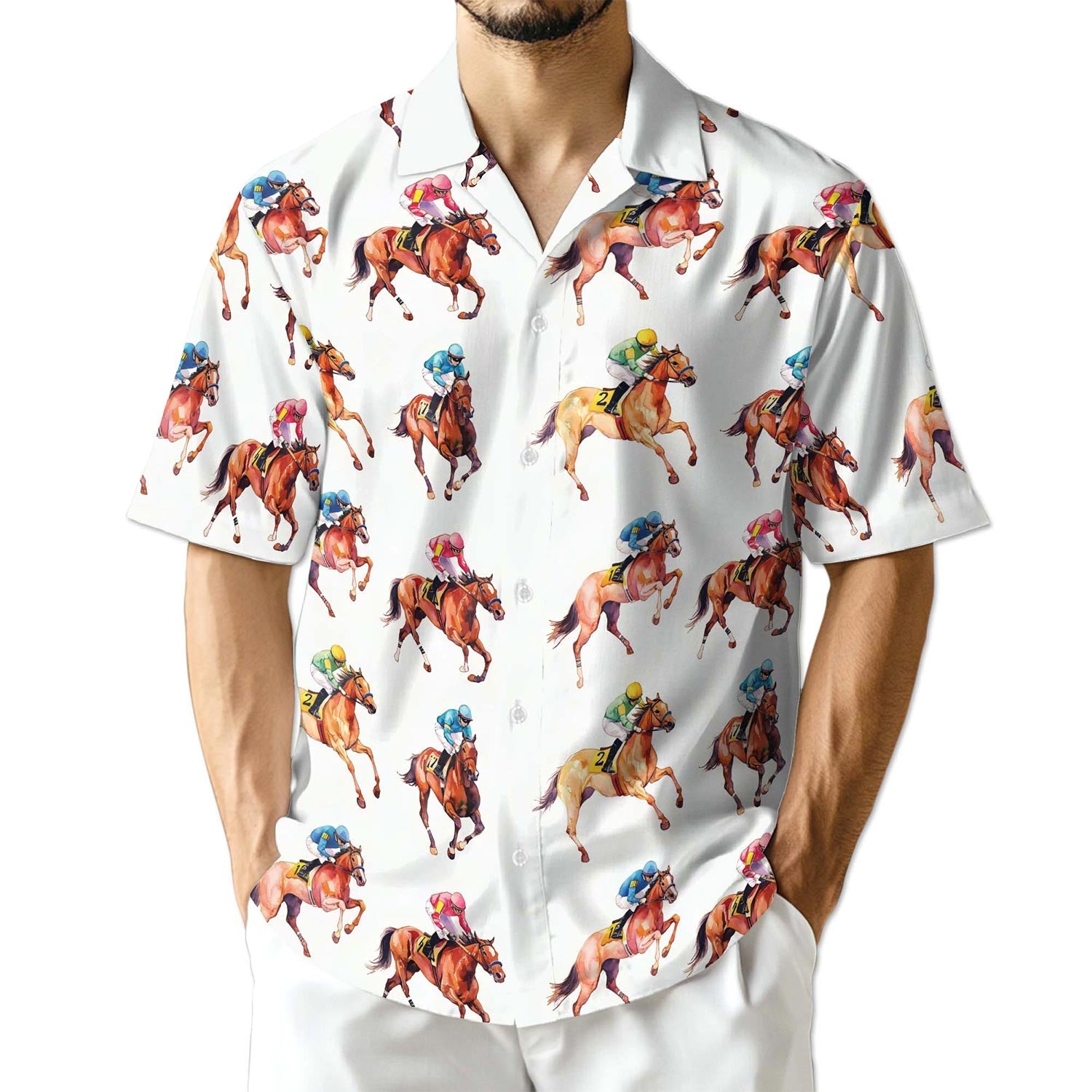 Azhawaiian Racehorses Pattern Hawaiian Shirt for Men