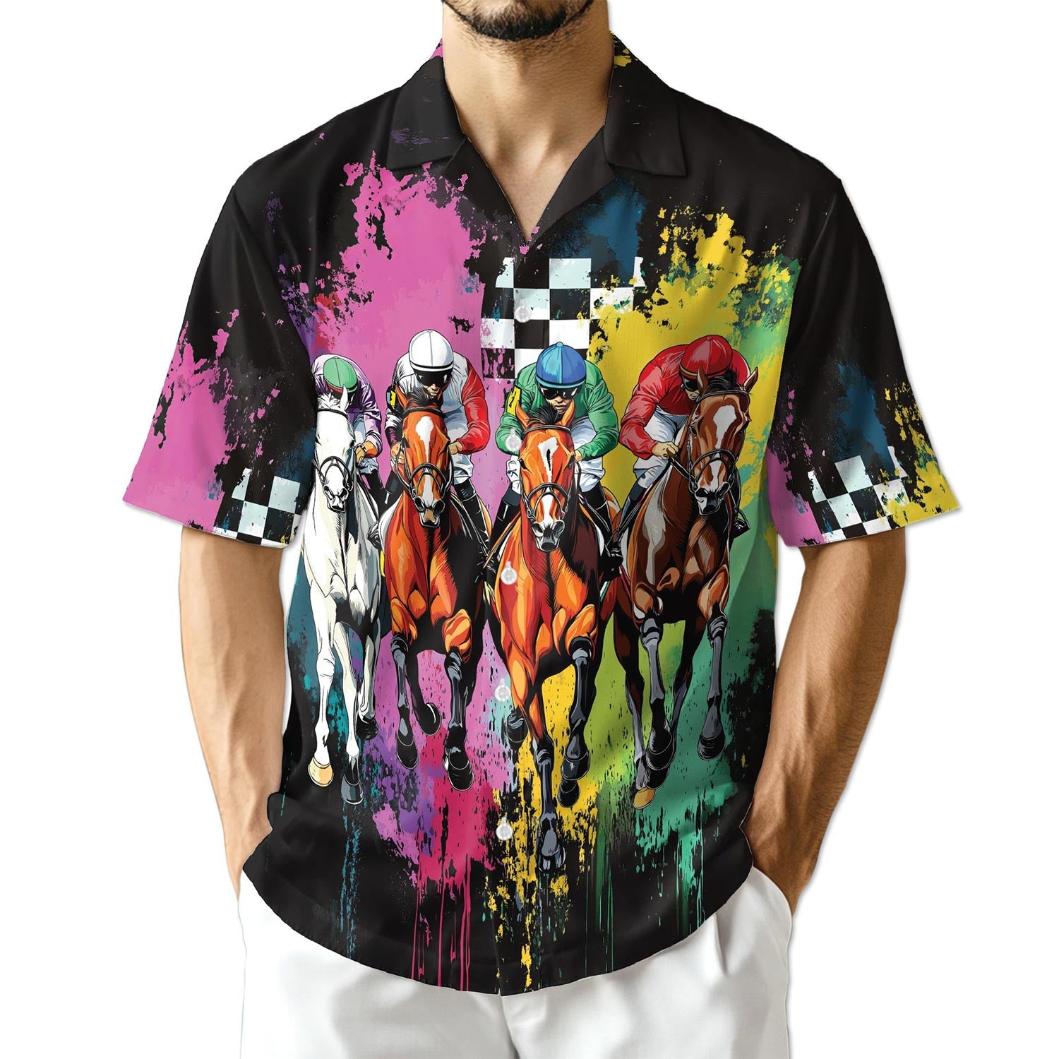 Azhawaiian Racing Horse Hawaiian Shirt for Men