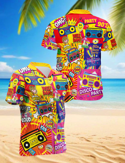 Radio Music Pop Art Hawaiian Shirt for Men, Button Down Aloha Shirt - Azhawaiian