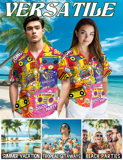 Radio Music Pop Art Hawaiian Shirt for Men, Button Down Aloha Shirt - Azhawaiian