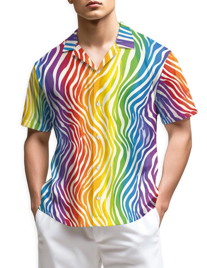 Azhawaiian Rainbow Zebra Pattern Hawaiian Shirt for Men