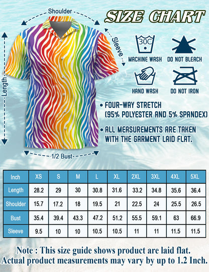 Rainbow Zebra Pattern Hawaiian Shirt for Men, Button Down Aloha Shirt - Azhawaiian