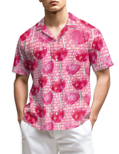 Azhawaiian Red Heart Pattern Hawaiian Shirt for Men
