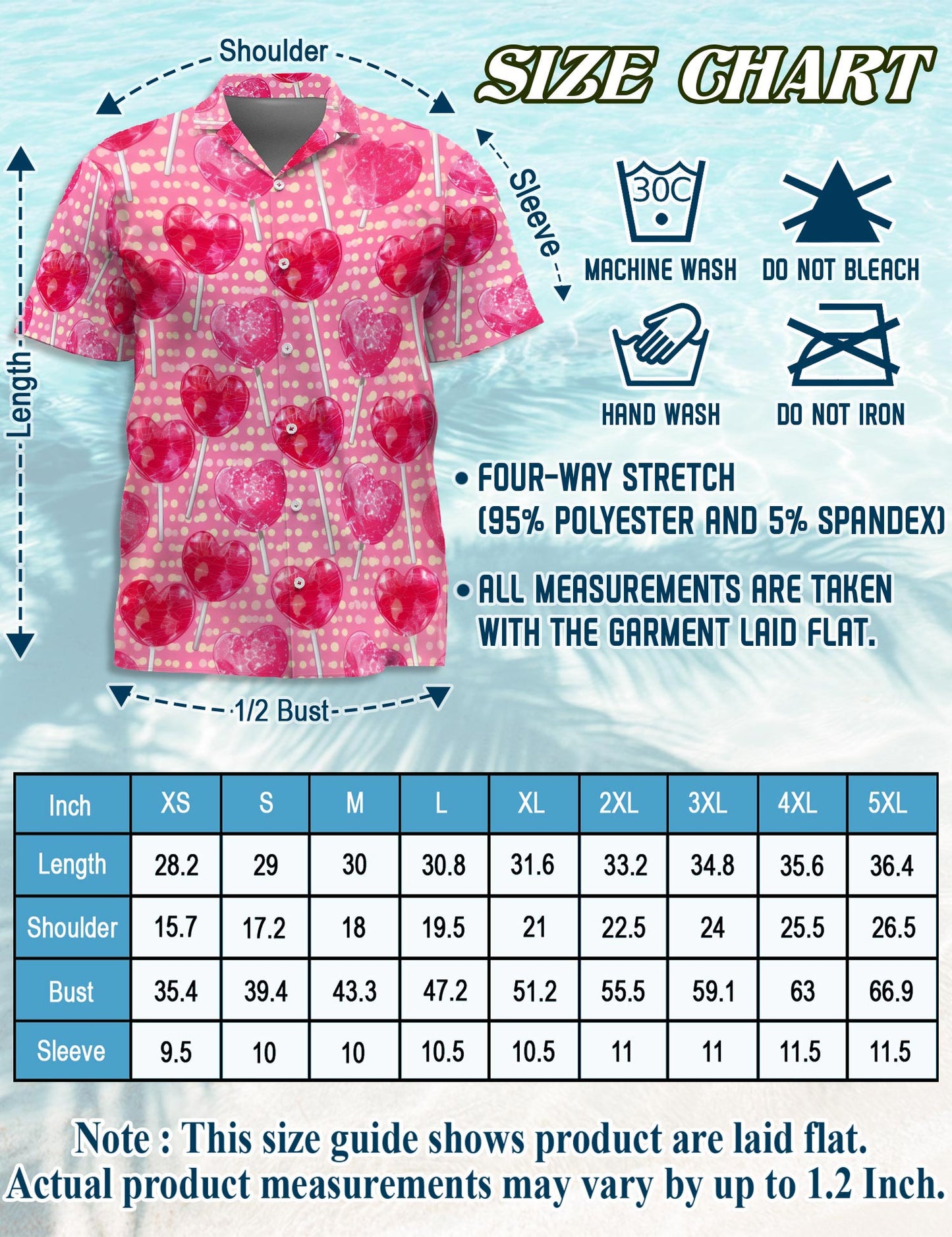 Red Heart Pattern Hawaiian Shirt for Men, Button Down Aloha Shirt - Azhawaiian