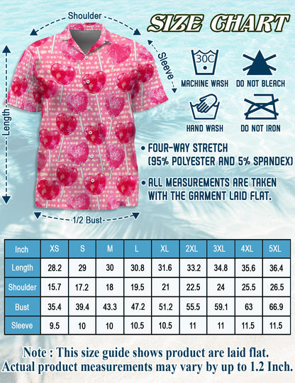 Red Heart Pattern Hawaiian Shirt for Men, Button Down Aloha Shirt - Azhawaiian