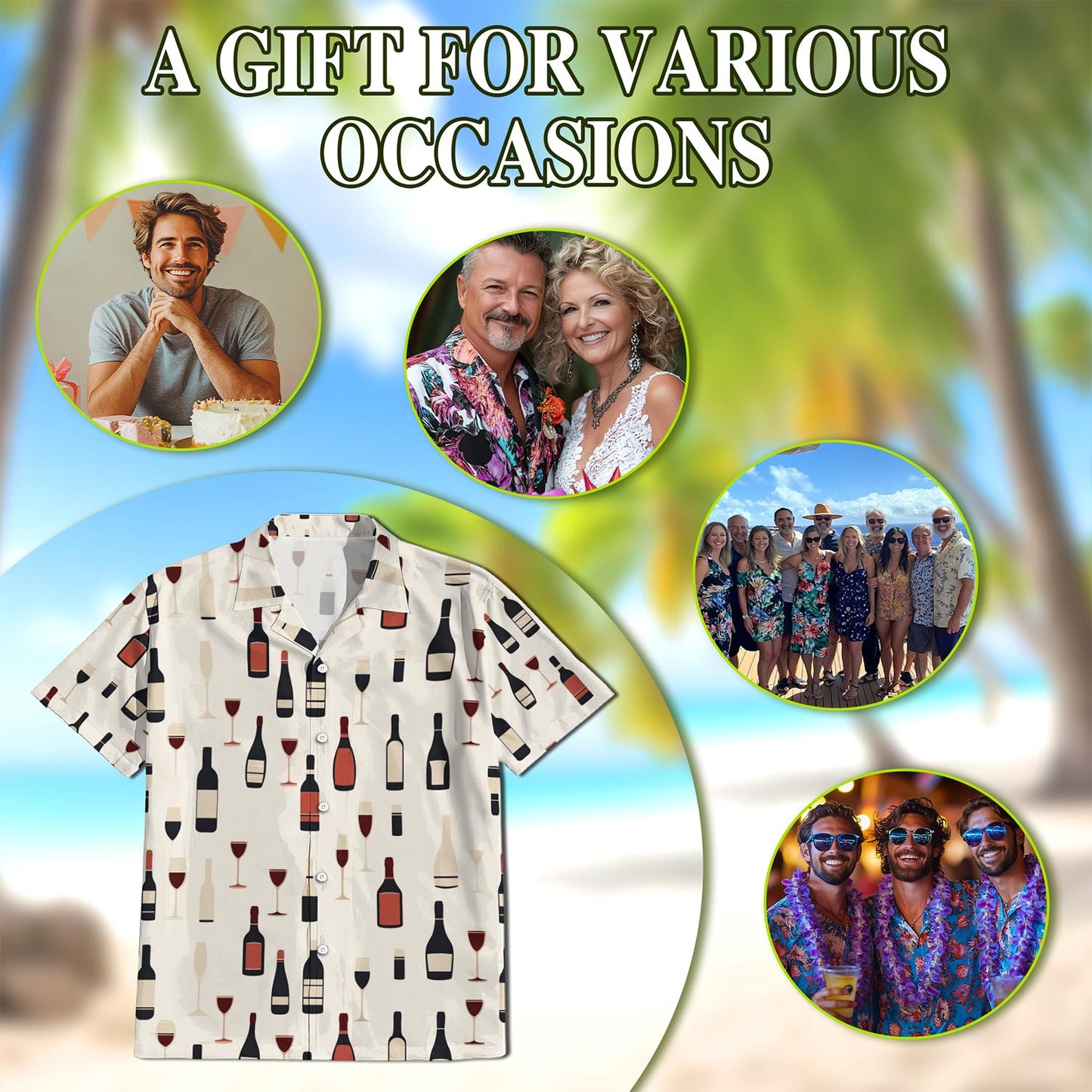 Red Wine Bottle And Glass Hawaiian Shirt for Men, Button Down Aloha Shirt - Azhawaiian