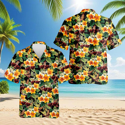Red Wine Hawaiian Shirt for Men, Button Down Aloha Shirt - Azhawaiian