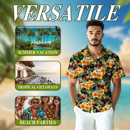 Red Wine Hawaiian Shirt for Men, Button Down Aloha Shirt - Azhawaiian