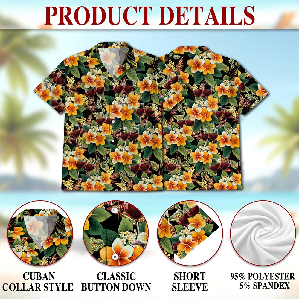 Red Wine Hawaiian Shirt for Men, Button Down Aloha Shirt - Azhawaiian
