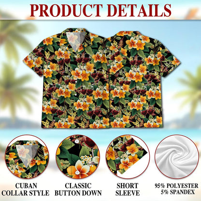Red Wine Hawaiian Shirt for Men, Button Down Aloha Shirt - Azhawaiian