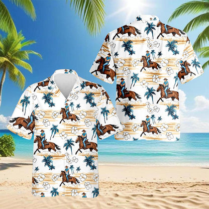 Reining Horse Hawaiian Shirt for Men, Button Down Aloha Shirt - Azhawaiian