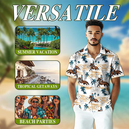 Reining Horse Hawaiian Shirt for Men, Button Down Aloha Shirt - Azhawaiian