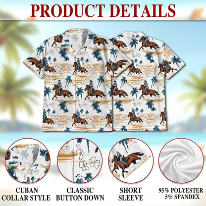 Reining Horse Hawaiian Shirt for Men, Button Down Aloha Shirt - Azhawaiian