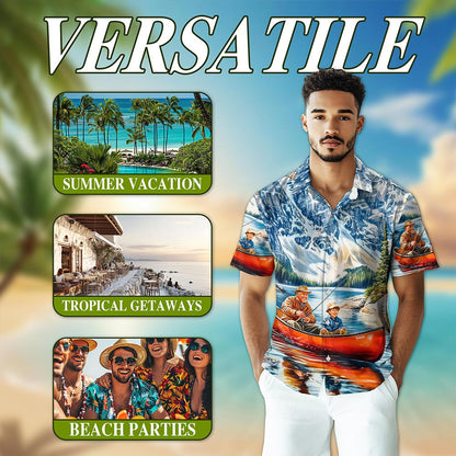 Retired Fishing Hawaiian Shirt for Men, Button Down Aloha Shirt - Azhawaiian